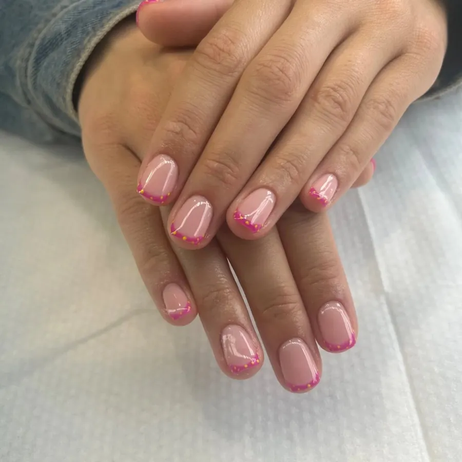 Pink French, gel manicure, by Tee Nails