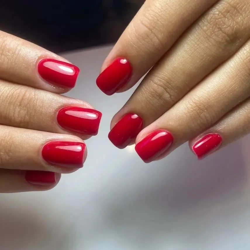 Cherry Red, gel manicure, by Tee Nails
