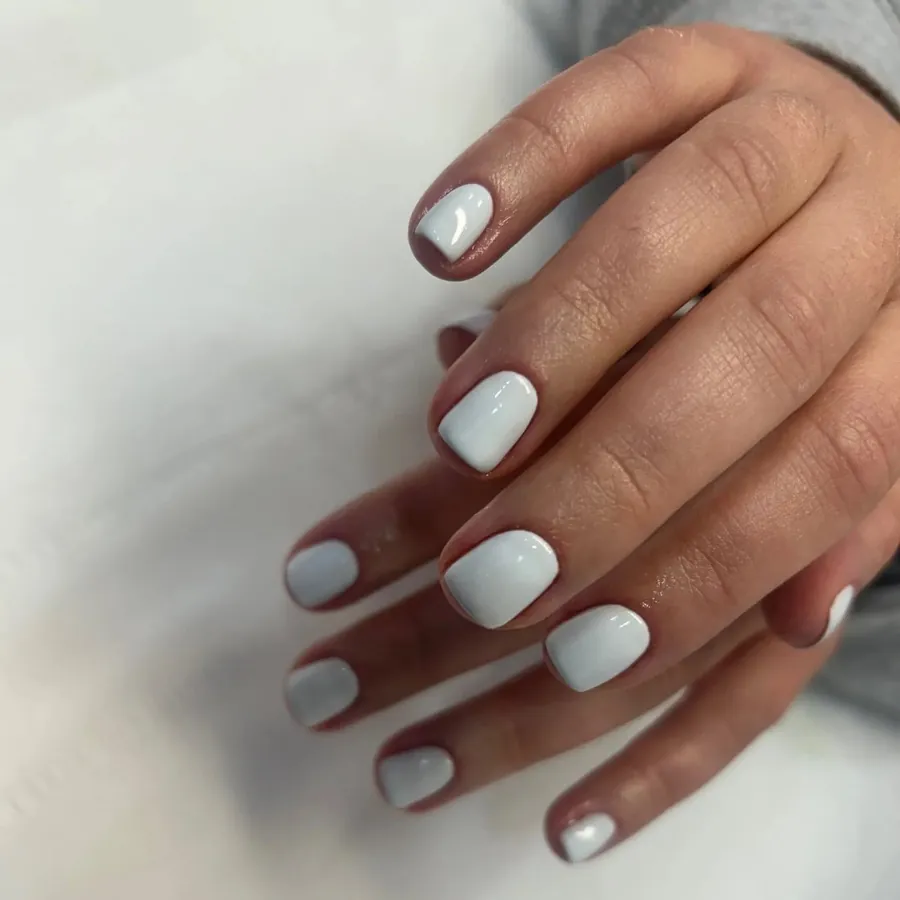 Cloud Grey, biab, short square, by Tee Nails